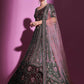 Rajwada Women Violet Crepe Embroidered Semi Stitched Lehenga With Unstitched Blouse