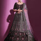 Rajwada Women Violet Crepe Embroidered Semi Stitched Lehenga With Unstitched Blouse