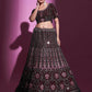 Rajwada Women Violet Crepe Embroidered Semi Stitched Lehenga With Unstitched Blouse