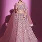 Rajwada Women Pink Silk Blend Embroidered Semi Stitched Lehenga With Unstitched Blouse
