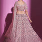 Rajwada Women Pink Silk Blend Embroidered Semi Stitched Lehenga With Unstitched Blouse