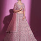 Rajwada Women Pink Silk Blend Embroidered Semi Stitched Lehenga With Unstitched Blouse