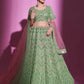 Rajwada Women Green Silk Blend Embroidered Semi Stitched Lehenga With Unstitched Blouse