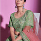 Rajwada Women Green Silk Blend Embroidered Semi Stitched Lehenga With Unstitched Blouse