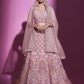 Rajwada Women Peach Georgette Embroidered Semi Stitched Lehenga With Unstitched Blouse