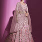 Rajwada Women Peach Georgette Embroidered Semi Stitched Lehenga With Unstitched Blouse