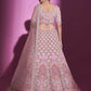 Rajwada Women Peach Georgette Embroidered Semi Stitched Lehenga With Unstitched Blouse
