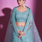 Rajwada Women Blue Net Embroidered Semi Stitched Lehenga With Unstitched Blouse