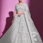 Rajwada Women White Net Embroidered Semi Stitched Lehenga With Unstitched Blouse