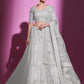 Rajwada Women White Net Embroidered Semi Stitched Lehenga With Unstitched Blouse