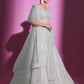 Rajwada Women White Net Embroidered Semi Stitched Lehenga With Unstitched Blouse