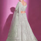 Rajwada Women White Net Embroidered Semi Stitched Lehenga With Unstitched Blouse
