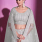 Rajwada Women White Net Embroidered Semi Stitched Lehenga With Unstitched Blouse