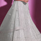 Rajwada Women White Net Embroidered Semi Stitched Lehenga With Unstitched Blouse
