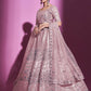 Rajwada Women Peach Silk Blend Embroidered Semi Stitched Lehenga With Unstitched Blouse