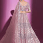 Rajwada Women Peach Silk Blend Embroidered Semi Stitched Lehenga With Unstitched Blouse