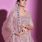 Rajwada Women Peach Silk Blend Embroidered Semi Stitched Lehenga With Unstitched Blouse