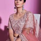 Rajwada Women Peach Silk Blend Embroidered Semi Stitched Lehenga With Unstitched Blouse