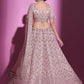 Rajwada Women Peach Silk Blend Embroidered Semi Stitched Lehenga With Unstitched Blouse