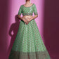 Rajwada Women Green Silk Blend Embroidered Semi Stitched Lehenga With Unstitched Blouse