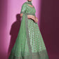 Rajwada Women Green Silk Blend Embroidered Semi Stitched Lehenga With Unstitched Blouse