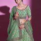 Rajwada Women Green Silk Blend Embroidered Semi Stitched Lehenga With Unstitched Blouse