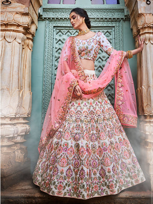 Rajwada Women Multicolor Georgette Semi Stitched Lehenga With Unstitched Blouse