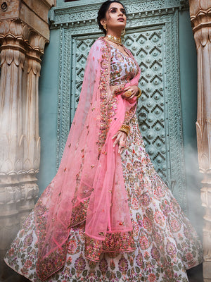 Rajwada Women Multicolor Georgette Semi Stitched Lehenga With Unstitched Blouse