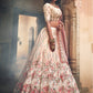 Rajwada Women Apricot Embroidered Organza Semi Stitched Lehenga With Unstitched Blouse