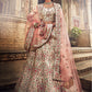 Rajwada Women Peach Art Silk Semi Stitched Lehenga With Unstitched Blouse