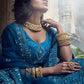 Rajwada Women Dark Blue Embroidered Art Silk Semi Stitched Lehenga With Unstitched Blouse
