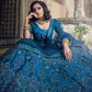Rajwada Women Dark Blue Embroidered Art Silk Semi Stitched Lehenga With Unstitched Blouse