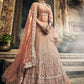 Rajwada Women Peach Georgette Semi Stitched Lehenga With Unstitched Blouse