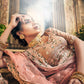 Rajwada Women Peach Georgette Semi Stitched Lehenga With Unstitched Blouse