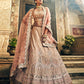 Rajwada Women Peach Georgette Semi Stitched Lehenga With Unstitched Blouse