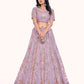 Rajwada Women Purple Net Semi Stitched Lehenga With Unstitched Blouse