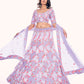 Rajwada Lavender Embroidered Soft Net Semi Stitched Lehenga With Blouse For Women