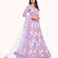 Rajwada Lavender Embroidered Soft Net Semi Stitched Lehenga With Blouse For Women