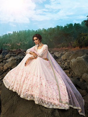 Rajwada Women Designer Pink Semi Stitched Lehenga With Unstitched Blouse