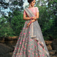 Rajwada Women Grey Designer Semi Stitched Lehenga With Unstitched Blouse