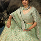 Rajwada Women Green Sequins Sassy Semi Stitched Lehenga With Unstitched Blouse