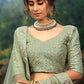 Rajwada Women Green Sequins Sassy Semi Stitched Lehenga With Unstitched Blouse
