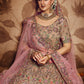 Rajwada Women Beige Embroidered Georgette Semi Stitched Lehenga With Unstitched Blouse