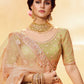 Rajwada Women Gold Embroidered Soft Net Semi Stitched Lehenga With Unstitched Blouse