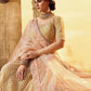 Rajwada Women Gold Embroidered Soft Net Semi Stitched Lehenga With Unstitched Blouse
