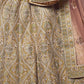 Rajwada Women Olive Embroidered Soft Net Semi Stitched Lehenga With Unstitched Blouse