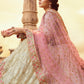 Rajwada Women White Embroidered Georgette Semi Stitched Lehenga With Unstitched Blouse