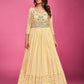 Rajwada Yellow Georgette Embroidered Stitched Gown With Dupatta For Women