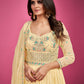 Rajwada Yellow Georgette Embroidered Stitched Gown With Dupatta For Women
