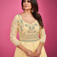 Rajwada Yellow Georgette Embroidered Stitched Gown With Dupatta For Women